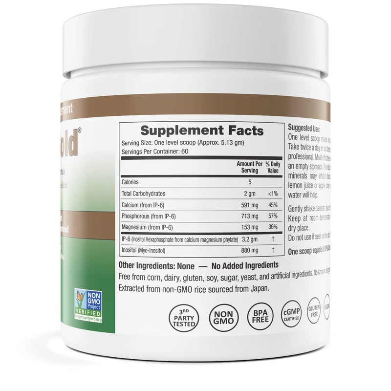 IP6 Gold, IP-6 & Myo-Inositol, Unflavored Powder 308 gm - Inositol Hexaphosphate Supplement - Vegan, Non GMO, Gluten Free - Image 2
