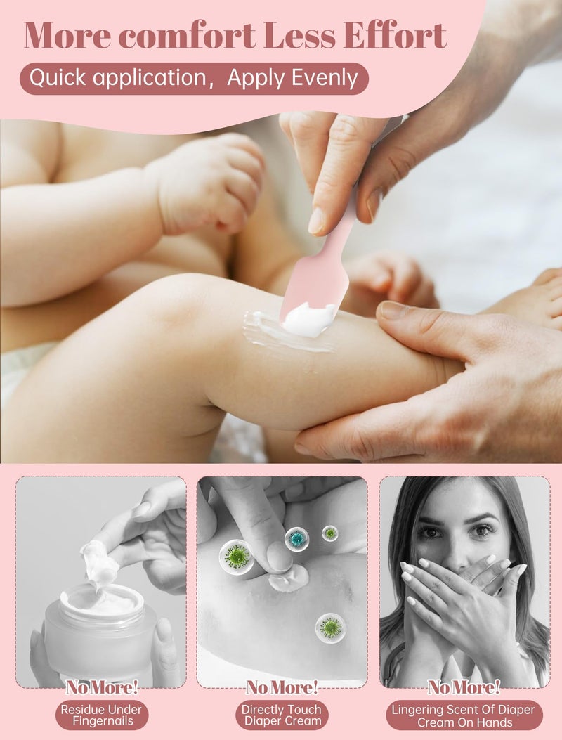 LOTBILL Diaper Cream Spatula, 2 Pack Butt Spatula Baby, Silicone Diaper Cream Applicator, Full-Size and Mini Butt Paste Spatula for Babies, Newborn Baby Necessities (Pink) - Image 2