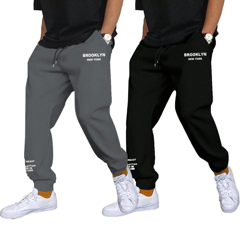 Lymio Track Pant for Men || Regular Fit || Track Pants || Full Elastic Jogger Track Pant || Available in Combo Pack of 2 (TP-43-44-Darkgrey-Black-M) - Image 1