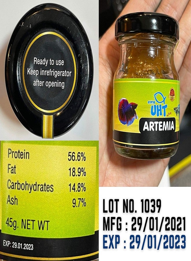 A.D.P. UHT Fresh Artemia Cysts Brine Shrimp 45 g.(1.58 Oz) Tropical Fish Food High Protein 56.6% for All Baby Fry Newborn Fish Feed & Small Fish, Grow Fast & Color Enhancing Natural Healthy Nutrition - Image 2