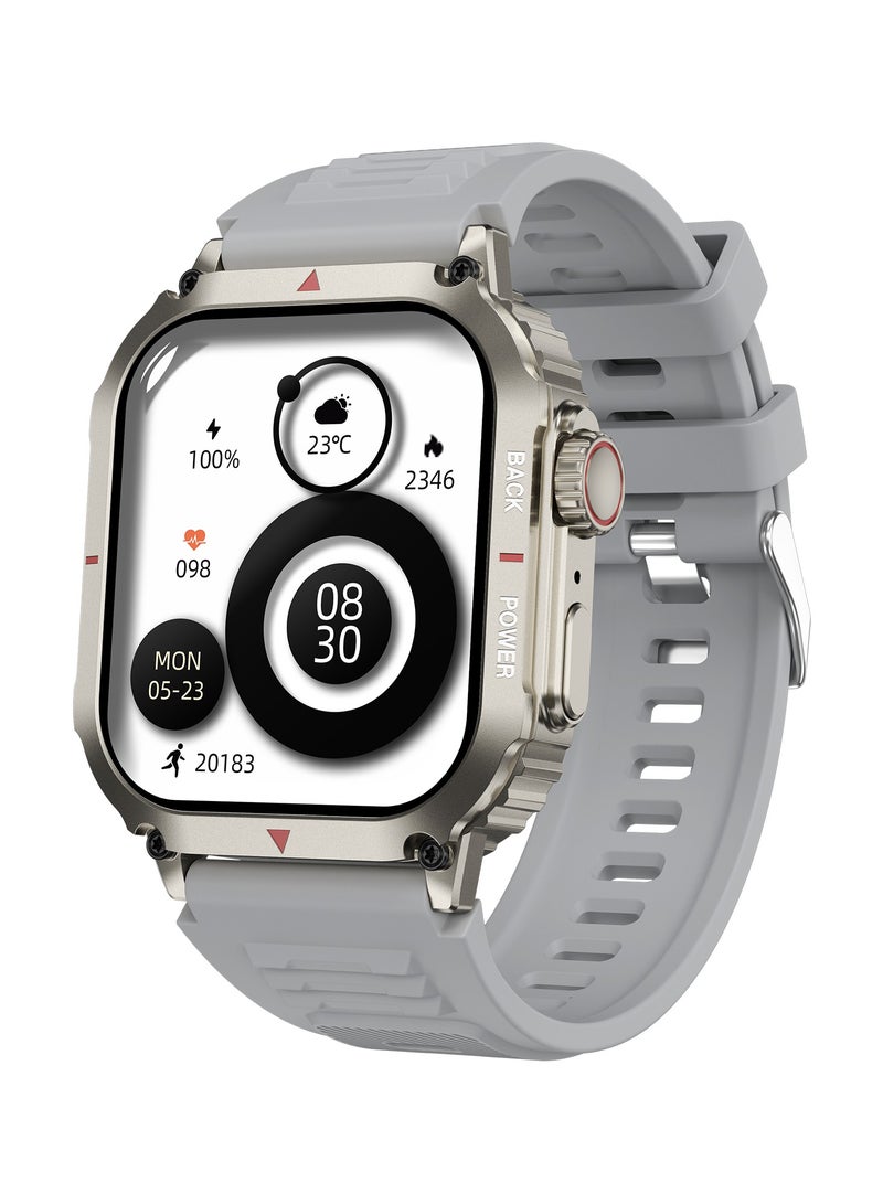 GULFLINK Smartwatch Always On Display DK66 1.95 inch Man NFC Outdoor Sport Men Smart Watch 2024 With Body Temperature Monitoring-Silver - Image 1