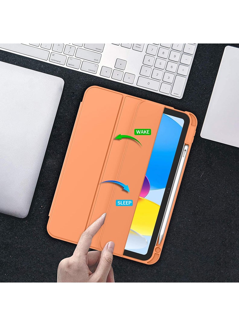 Theodor Case for iPad Air M3 2025/ M2 2024 11-Inch , iPad Air 5/4 (2022/2020 5th/4th Gen 10.9-Inch) with Pencil Holder, Slim Tablet Cover with Soft TPU Back, Auto Wake/Sleep Orange - Image 5