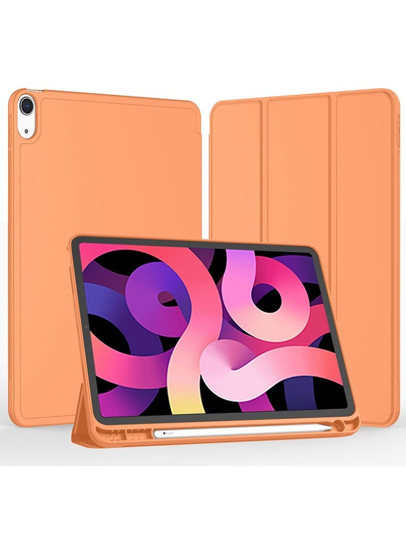 Theodor Case for iPad Air M3 2025/ M2 2024 11-Inch , iPad Air 5/4 (2022/2020 5th/4th Gen 10.9-Inch) with Pencil Holder, Slim Tablet Cover with Soft TPU Back, Auto Wake/Sleep Orange - Image 1