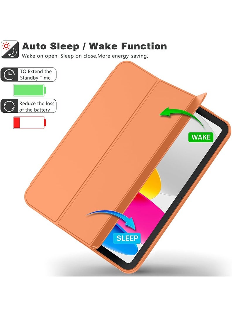 Theodor Slim Smart Case for iPad Air 11 Inch (M4 2026/ M3 2025/ M2 2024) Lightweight Slim Trifold Cover with Pencil Holder, Soft TPU Back, Auto Wake Sleep, Shockproof Protective Tablet Case - Orange - Image 4