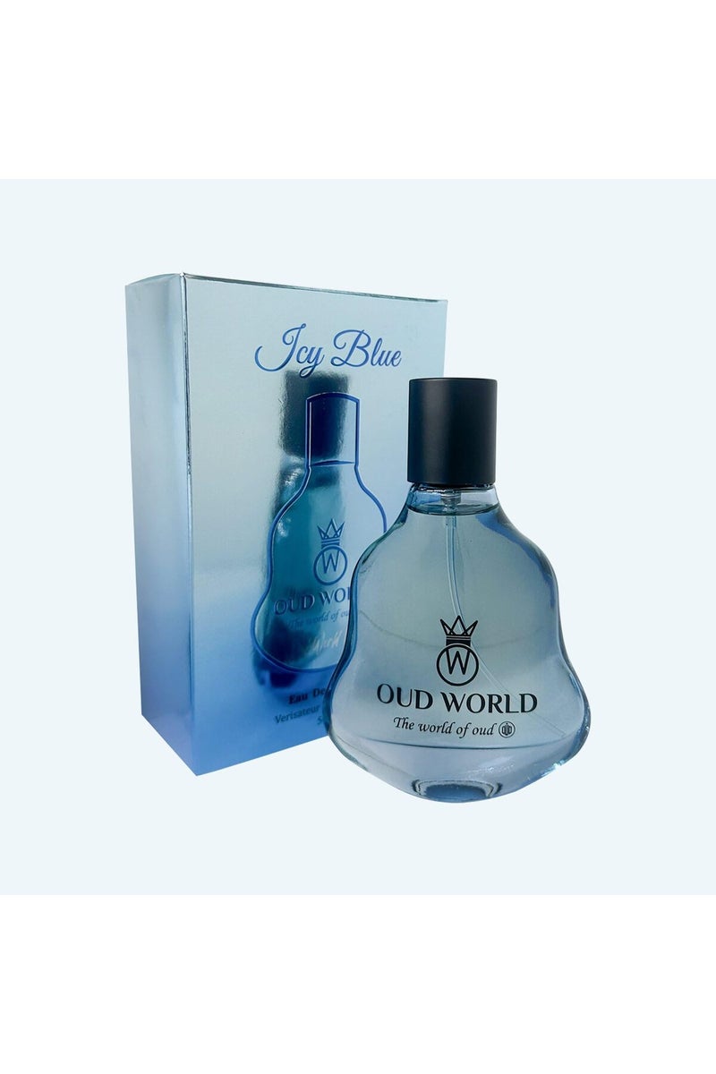 OUD WORLD Vibe Collection Icy Blue Eau de Parfum | Fruity Floral Woody Perfume | Arabian Oud Inspired 50ml - Image 1