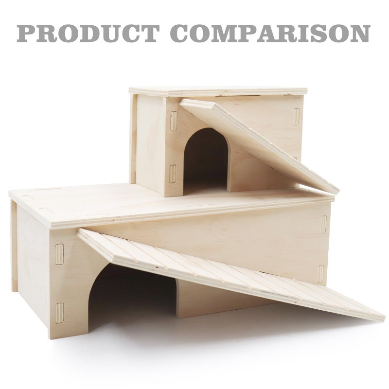 Oooct Bearded Dragon Hide Cave, Wooden Lizard Hideout with Climbing Ramp, Reptile Habitat with Basking Platform, Tank Accessories for Bearded Dragon Lizard Chameleon Hamster 12.9 Ã— 11 Ã— 4.7 Inch - Image 5