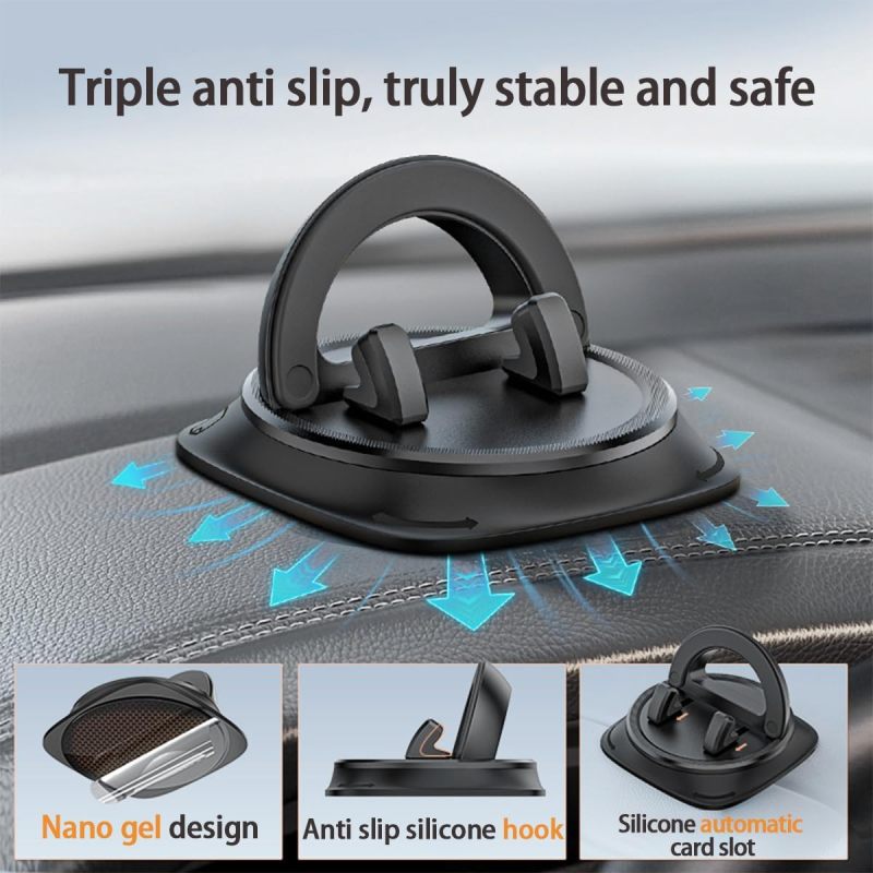 Car Phone Holder: 360 Rotation, Durable ABS Silicone Construction, Non-slip Grip - Universal Fit, Stable Dashboard Mount for Hands-free Driving Safety, Vehicle Truck SUV RV Interiors - Image 5