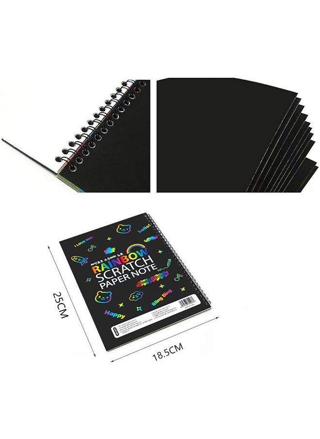 joyzzz Crafts For Kids, Scratch Art Books For Kids, Scratch Art Paper Large Black Magic Rainbow Painting Boards 2 Colorful Notebooks for Ages 3 11 Years Girls Or Boys  - Image 2