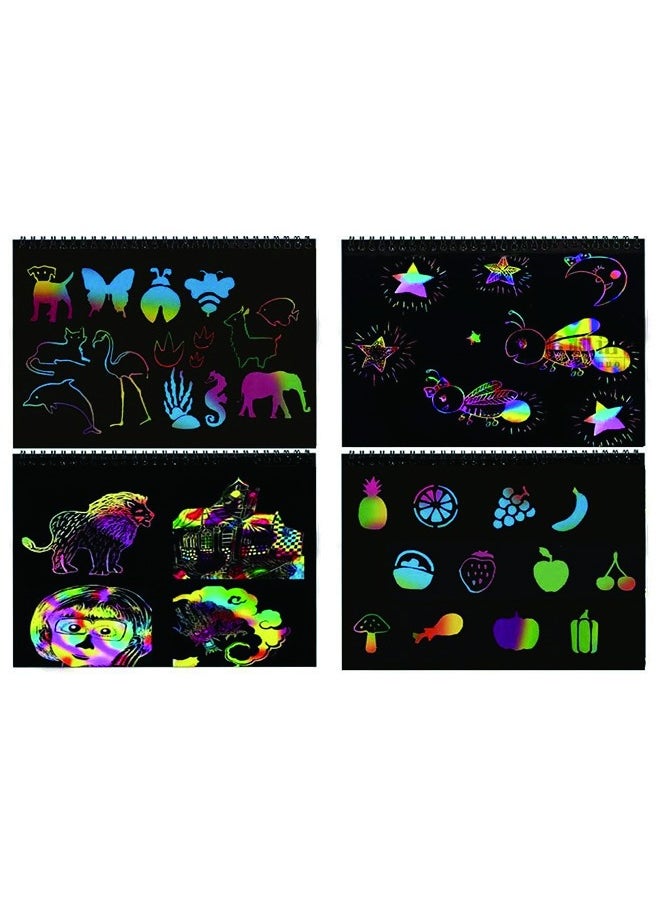 joyzzz Crafts For Kids, Scratch Art Books For Kids, Scratch Art Paper Large Black Magic Rainbow Painting Boards 2 Colorful Notebooks for Ages 3 11 Years Girls Or Boys  - Image 4