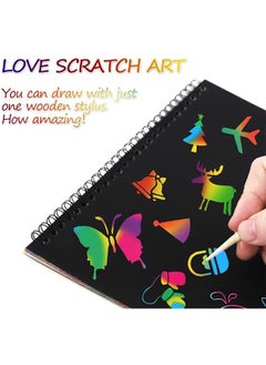 joyzzz Crafts For Kids, Scratch Art Books For Kids, Scratch Art Paper Large Black Magic Rainbow Painting Boards 2 Colorful Notebooks for Ages 3 11 Years Girls Or Boys  - Image 5