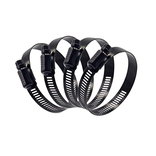 ISPINNER 4pcs 4 Inch Stainless Steel Adjustable 78-102mm Size Range Worm Gear Hose Clamp, Fuel Line Clamp for Plumbing, Automotive and Mechanical Application (Black) - Image 1