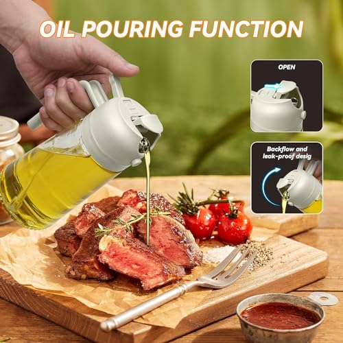 Dravina 2-in-1 Olive Oil Sprayer and Dispenser Bottle, 500ml Glass Oil Spray Bottle with Premium Nozzle for Air Fryer, Roasting and Frying, Cooking, Kitchen Use (White) - Image 5