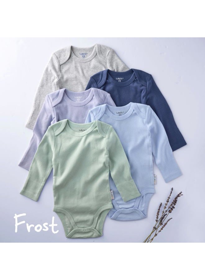 Butterblu unisex-baby Blake 5-pack Long Sleeve Bodysuits​ 100% Organic Cotton Clothes for Newborn and Baby Girls, Boys, Unisex​, Frost, New Born - Image 3
