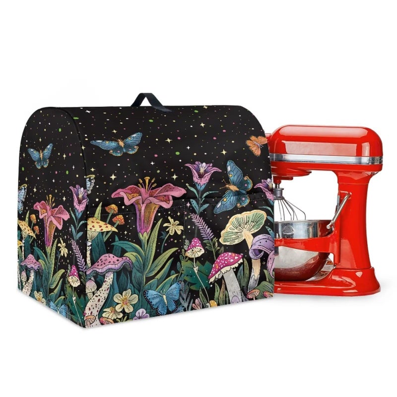 ZUXONGSY Mushroom Mixer Cover 58 Quart Water Resistant Stand Mixer Cover with Pockets Butterfly Kitchen Aid Mixer Assecories Dustproof Lily Mixer Cover for Kitchen - Image 2