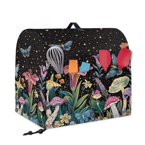 ZUXONGSY Mushroom Mixer Cover 58 Quart Water Resistant Stand Mixer Cover with Pockets Butterfly Kitchen Aid Mixer Assecories Dustproof Lily Mixer Cover for Kitchen - Image 3