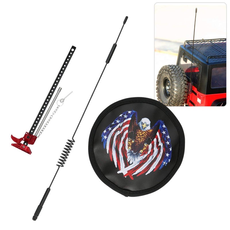 1 10 Scale RC Crawler Metal Decorative Antenna Spare Tire Cover Jack Accessory - Image 5
