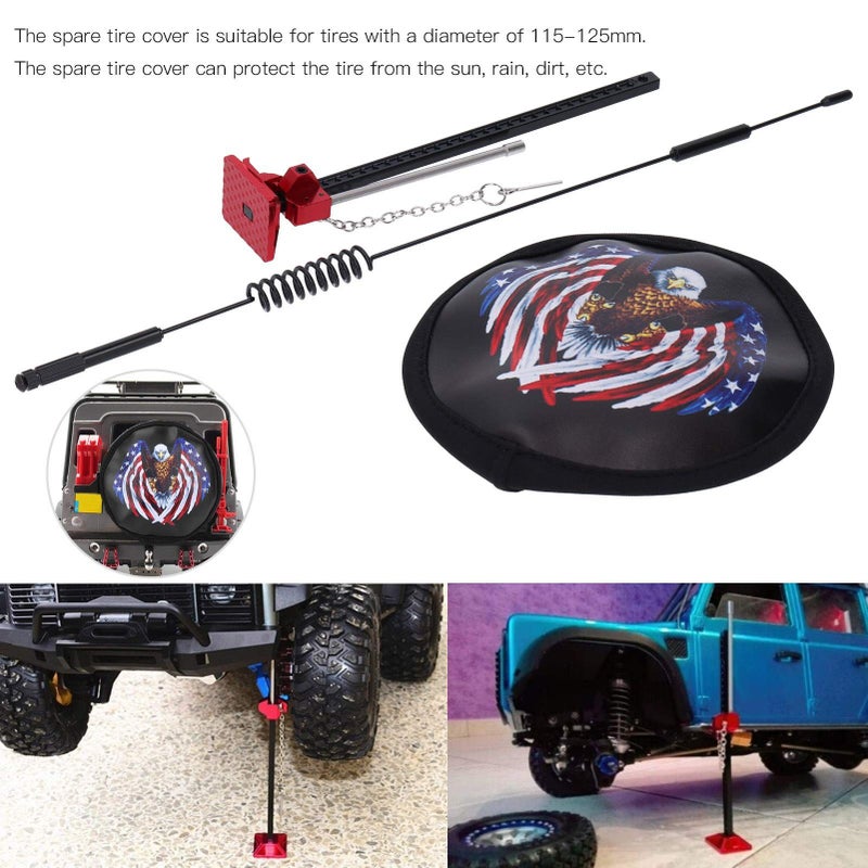 1 10 Scale RC Crawler Metal Decorative Antenna Spare Tire Cover Jack Accessory - Image 4