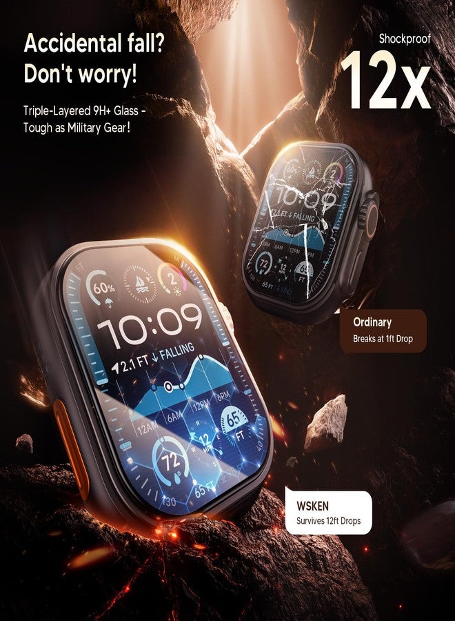 WSKEN 4 Pack Screen Protector for Apple Watch Ultra 3/Ultra 2/Ultra 49mm - [Zero Bubble] N0.1 Top Durable 9H+ HD Tempered Glass with Auto-alignment Box for iwatch 49mm,Easy Installation - Image 5