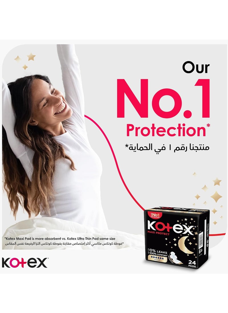Kotex - Thick Night Sanitary Napkins, 24 Pads - Image 1