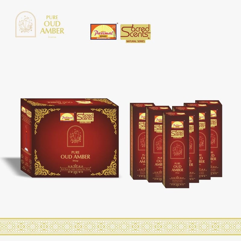Parimal (A6) - Sacred Scents Pure Oud Amber Dhoop Sticks | Pack of 6-45 G X 6 = 270 G | Dhoop Holder Inside | Premium Dhoop Sticks | - Image 3