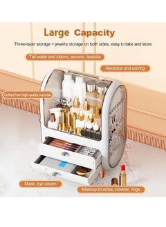 LL Makeup Display Case Organizer with Fully Open Lid & Drawers – Cosmetic, Beauty Skin Care & Jewelry MakeUp Box for Bathroom Countertop & Bedroom Dresser  - Image 3