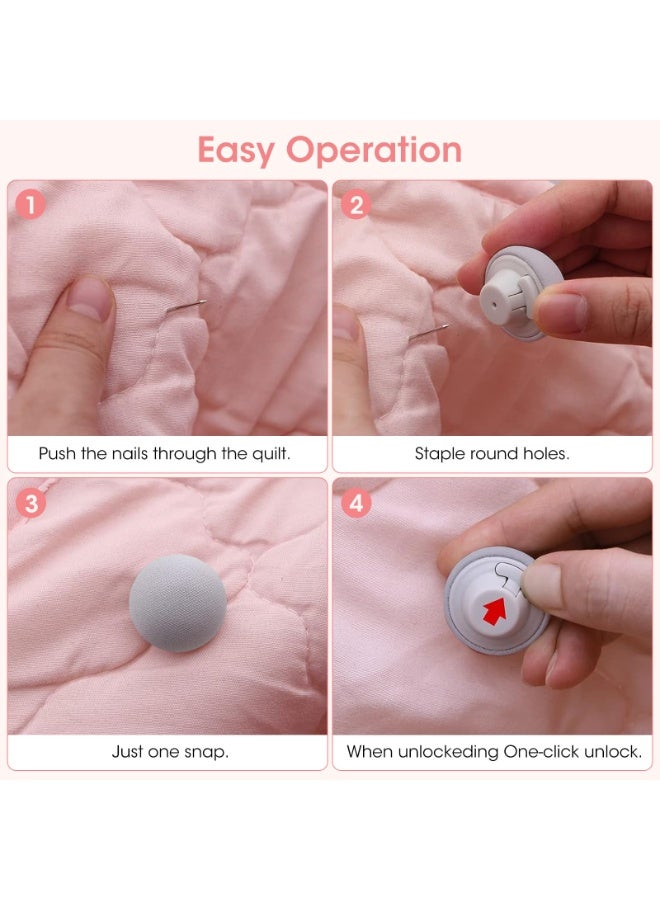 هومستر 12 قطعة من اللحاف المزود بصندوق تخزين، قلائد اللحاف غير المزلق ومثبتات مريح، دبابيس نسيج ناعم مزدوجة الجوانب لتأمين أغطية اللحاف، قلابات غير مرئية لصديقة الجلد لللحاف وأغطية الوسائد، رمادي - Image 5