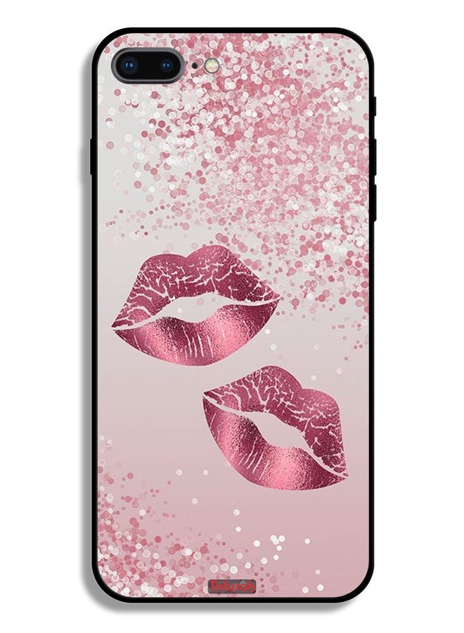 Tolwak Apple iPhone 8 Plus Protective Case Glitter Lips - Image 2