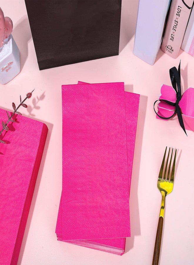 Whaline 200Pcs Hot Pink Guest Napkins Disposable Paper Dinner Napkin Party Decorative Hand Napkin Towel for Wedding Bridal Shower Birthday Celebration Party Supplies Table Decoration, 13 x 15.7 inch - Image 5