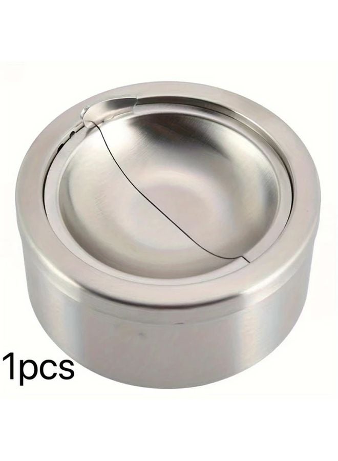Heavy Duty Stainless Steel Windproof Ashtray Silvery Portable For Car Camping Balcony - Image 1