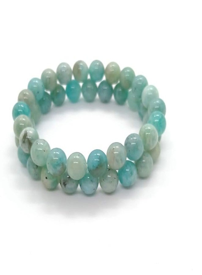 Blue bijoux Amazonite 8 MM Round Reiki Healing Crystal Stretch Bracelet | For Helping With Decision Making | Encouraging Positive Thinking | Reduce Anxiety And Stress | Men & Women - Image 5