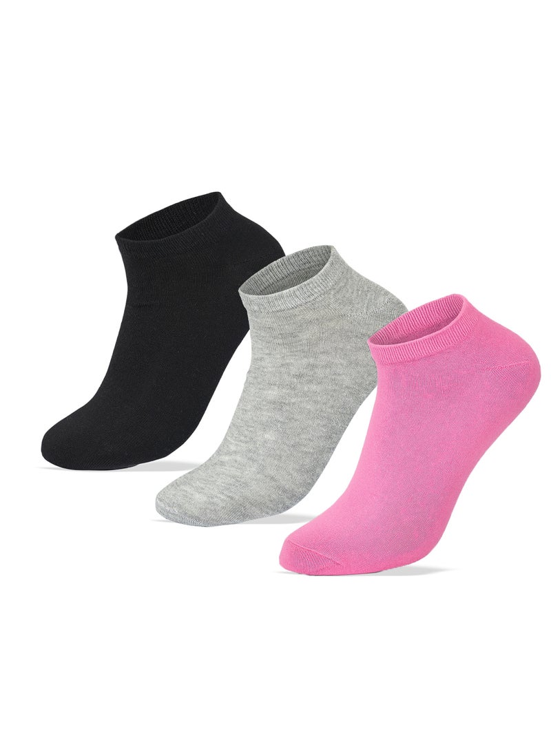 Sam Socks Set Of 3 Ankle Socks Women Black-Grey-Pink - Image 1