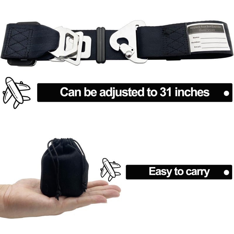 LUCKLYJONE Airplane Seat Belt Extender Seatbelt Extension Adjuster 7-31" for all Airline including Southwest (Three in one) - Image 3