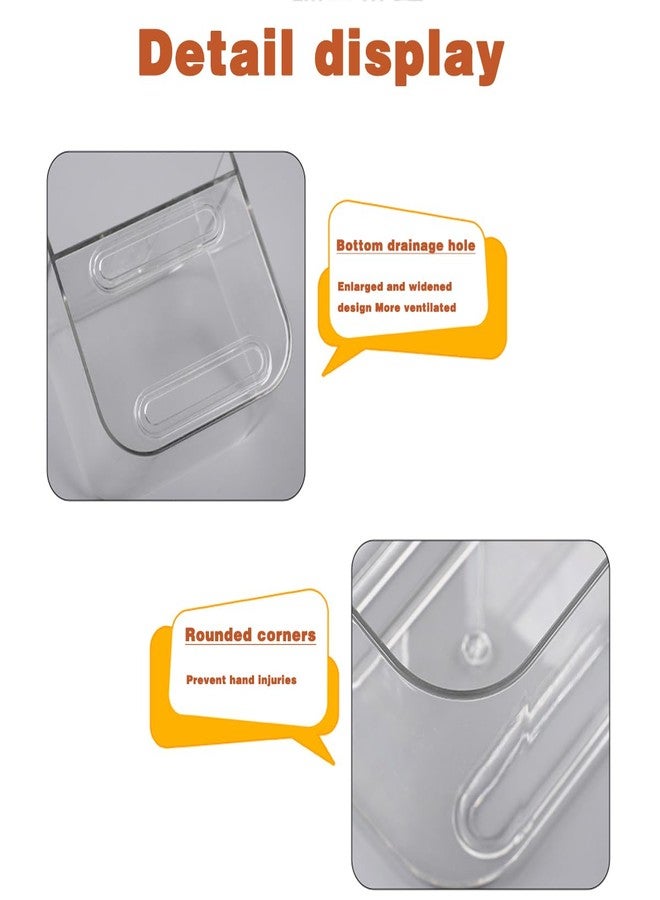 2pcs Adhesive Wall Mount Organizer Box,Acrylic Shelves for Wall,No Drilling Hang Walls,with Self Adhesive Tape,Automatic Draining for Bathroom, Kitchen, Living Room - Clear (Small) - Image 3