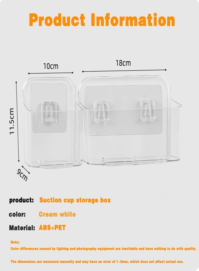2pcs Adhesive Wall Mount Organizer Box,Acrylic Shelves for Wall,No Drilling Hang Walls,with Self Adhesive Tape,Automatic Draining for Bathroom, Kitchen, Living Room - Clear (Small) - Image 2