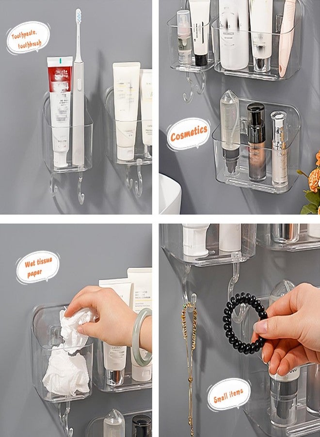 2pcs Adhesive Wall Mount Organizer Box,Acrylic Shelves for Wall,No Drilling Hang Walls,with Self Adhesive Tape,Automatic Draining for Bathroom, Kitchen, Living Room - Clear (Small) - Image 5