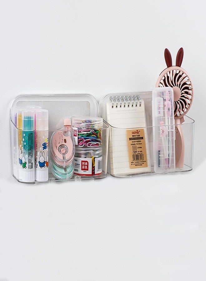 2pcs Adhesive Wall Mount Organizer Box,Acrylic Shelves for Wall,No Drilling Hang Walls,with Self Adhesive Tape,Automatic Draining for Bathroom, Kitchen, Living Room - Clear (Small) - Image 1