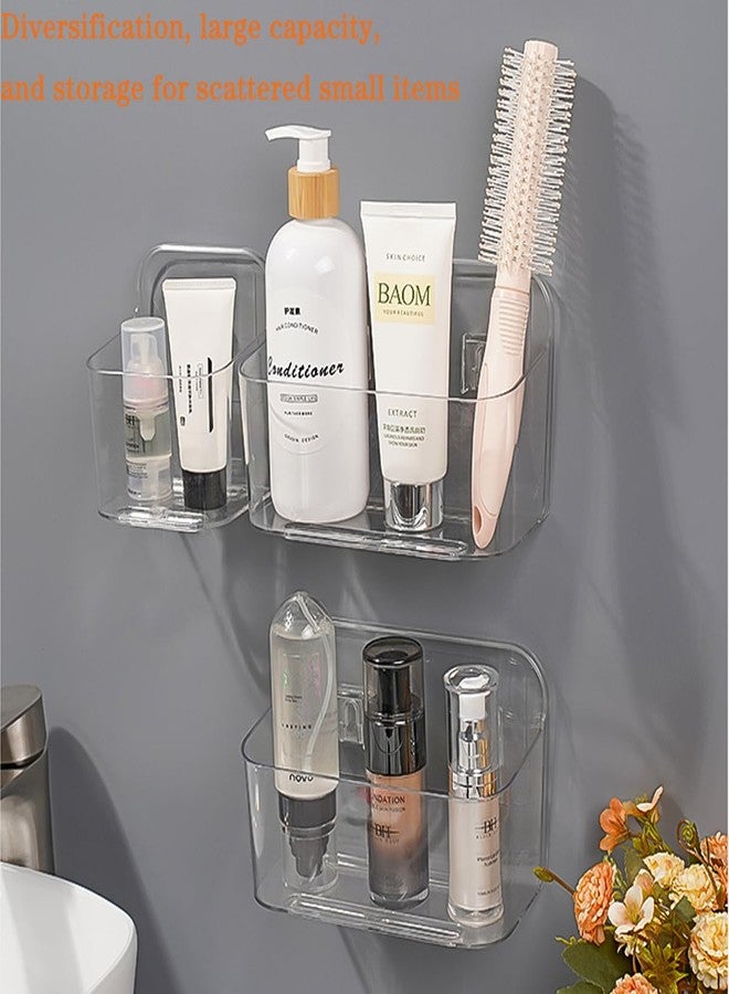 2pcs Adhesive Wall Mount Organizer Box,Acrylic Shelves for Wall,No Drilling Hang Walls,with Self Adhesive Tape,Automatic Draining for Bathroom, Kitchen, Living Room - Clear (Small) - Image 4