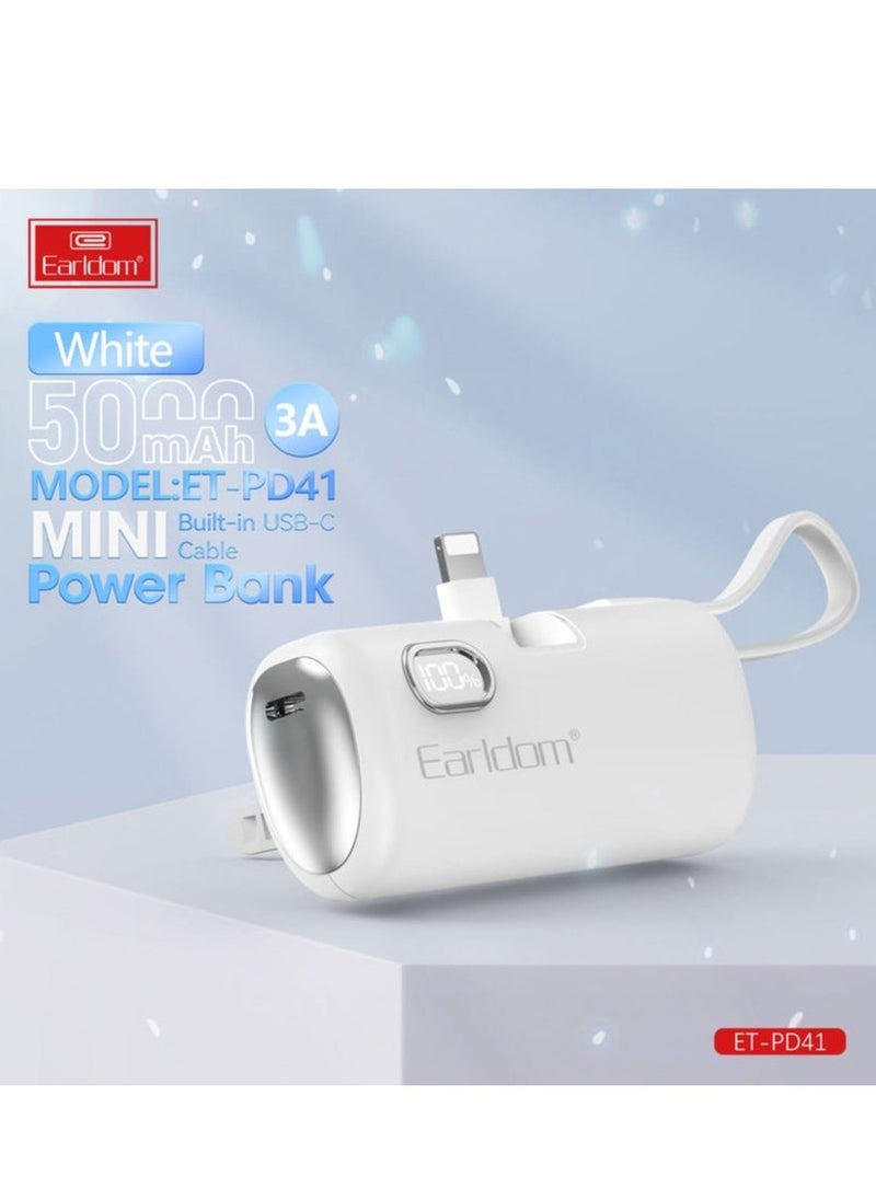 Earldom Mini 5000mAh Powerbank PD41 | 22.5W Fast Charging Portable Charger for Smartphones & Devices | Compact, Lightweight, High-Performance, Ultra-Fast Charging Power Bank for Travel & Daily Use | Powerbank for iPhone, Samsung & More - Image 2