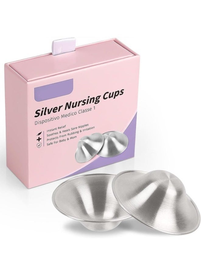 Realfrog 925 Silver Nursing Cups Original Perforated Breathable Design, Silver Nipple Cover for Breastfeeding Essential, Silver Nipple Shield for Nursing Newborn, Metal Nipple Shields, Regular Size  - Image 1
