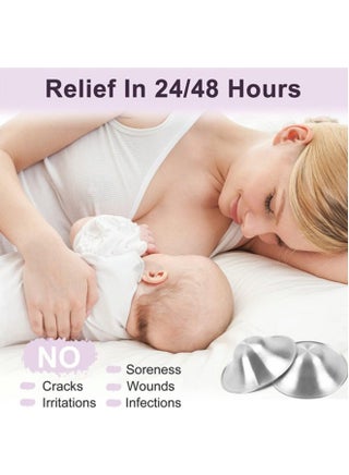 925 Silver Nursing Cups Original Perforated Breathable Design, Silver Nipple Cover for Breastfeeding Essential, Silver Nipple Shield for Nursing Newborn, Metal Nipple Shields, Regular Size - view 4