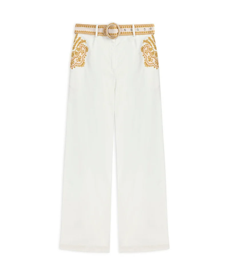 ابيكول Embroidered Trousers With Belt