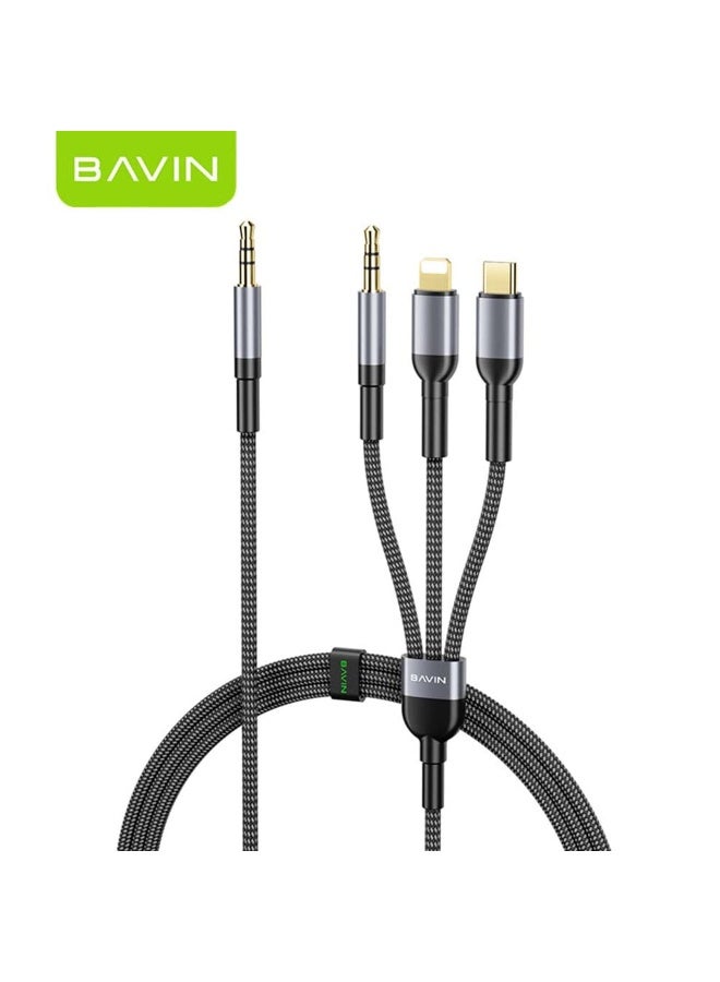 Bavin 3-in-1 Braided High-Definition Audio Cable to Connect Various Devices to External Audio Sources Such as Car Audio Systems and Speakers - Image 1