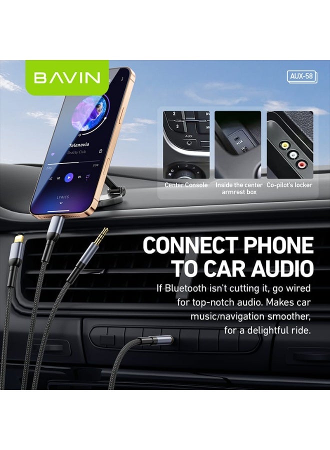 Bavin 3-in-1 Braided High-Definition Audio Cable to Connect Various Devices to External Audio Sources Such as Car Audio Systems and Speakers - Image 5