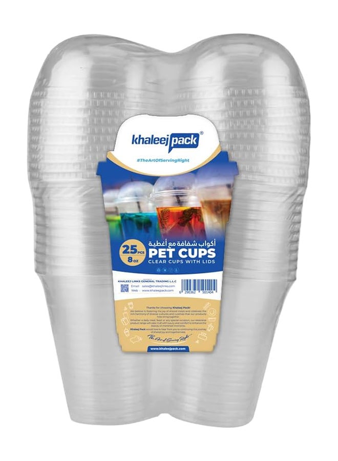 Khaleej Pack أكواب عصير بلاستيكية شفافة سعة 12 أونصة، 25 قطعة، أكواب بت غطاء قابلة للتصرف - Image 2