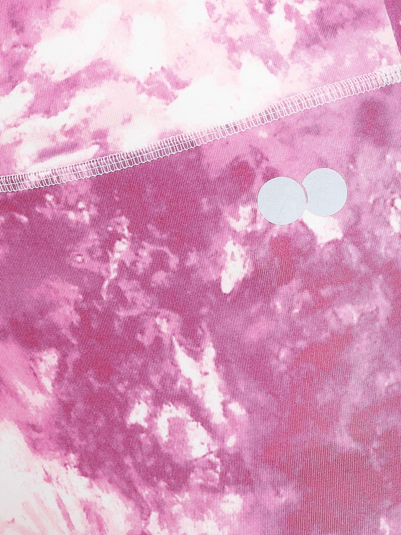 Clovia Track Pants for Women, Track Pants, Gym Track Pants for Women, Women Track Pants, Track Pants for GirlsWomen's Snug Fit Ankle-Length High-Rise Active Tie-Dye Print Tights (AB0042A22_Pink_M) - Image 5