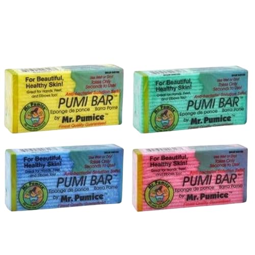 Mr Pumice Callus Remover PUMI Bar Pedicure Stone FootHeel Scrubber Medium Grit Assorted Colors 4 Pack