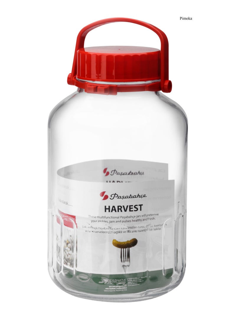 Pasabahce Harvest Glass Jar, 8 Lt, Red Lid, 325 Mm Height - Image 2