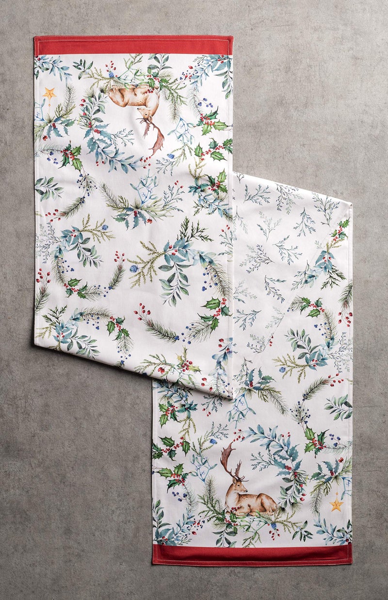 Maison d' Hermine Tablerunners 100% Cotton Table Runner Decorative Table Cover for Mothers Day  Home  Kitchen  Dining & Camping  Holly Time (Double Layer) - Thanksgiving/Christmas (14.50""x108"") - Image 2