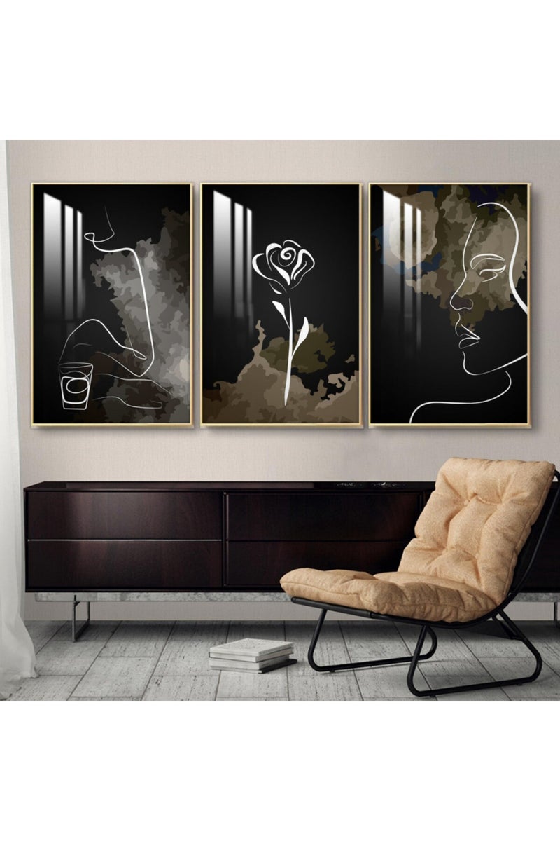 ماركتنا ثلاث لوحات جدارية خشبية بإطار وطبقة أكريليك شفافة - Image 1