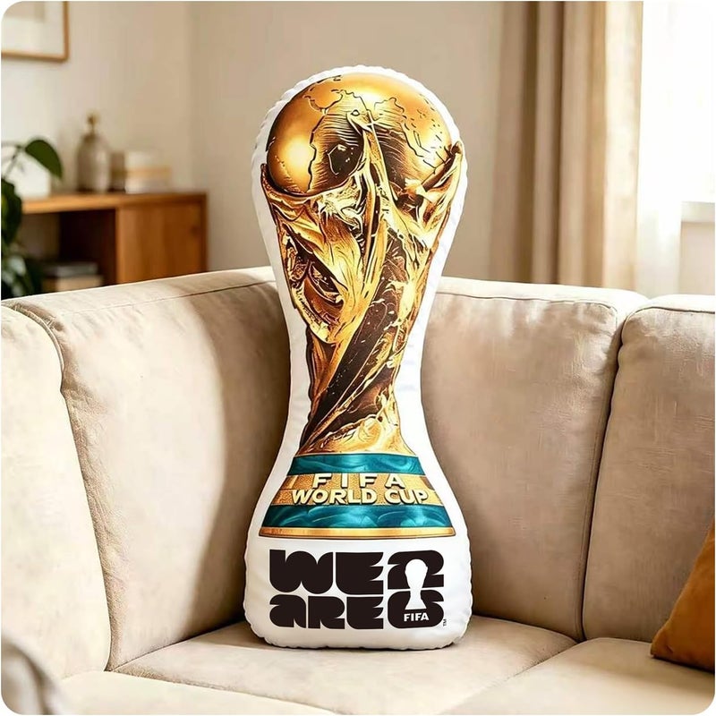 MESUCA FIFA World Cup 2026 Edition Throw Pillow, Trophy Soft Cushion, Soccer Football Theme Plush, Bedroom Decor (Trophy-50cm) - Image 1